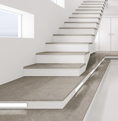 Scala a sbalzo in Dekton Vegha