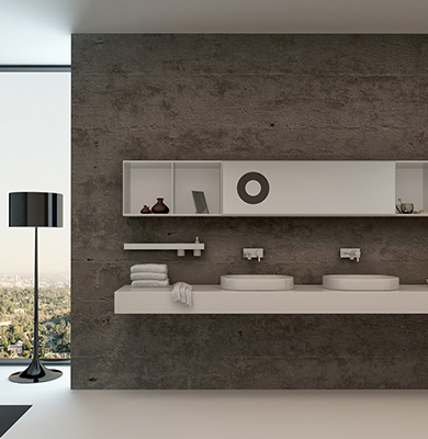 Top bagno in Okite bianco assoluto