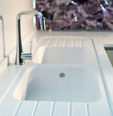 Top In Silestone Blanco Zeus con Lavello Integrity
