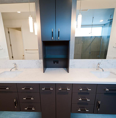 Top bagno in Okite Bianco Carrara